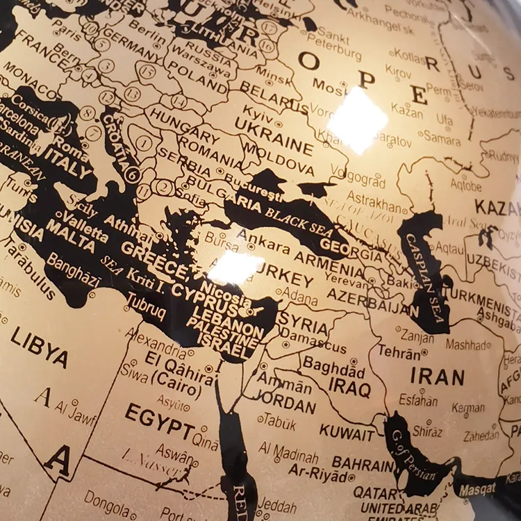 22.8cm Artistic Globe with a Golden Metallic Finish detail view 3